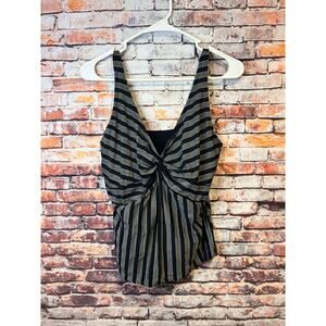 black gray coco reef striped tankini swimsuit top swim women's size 34D